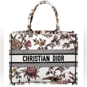 Dior Floral Canvas Tote - Cream and Black